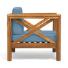 Juna Outdoor Accent Club Chair | Teak Brown Acacia Wood | Blue Fabric