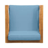 Juna Outdoor Accent Club Chair | Teak Brown Acacia Wood | Blue Fabric