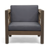 Juna Outdoor Club Chair | Charcoal Gray Water-Resistant Fabric | Wood