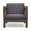 Juna Outdoor Club Chair | Charcoal Gray Water-Resistant Fabric | Wood