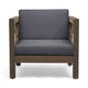 Juna Outdoor Club Chair | Charcoal Gray Water-Resistant Fabric | Wood