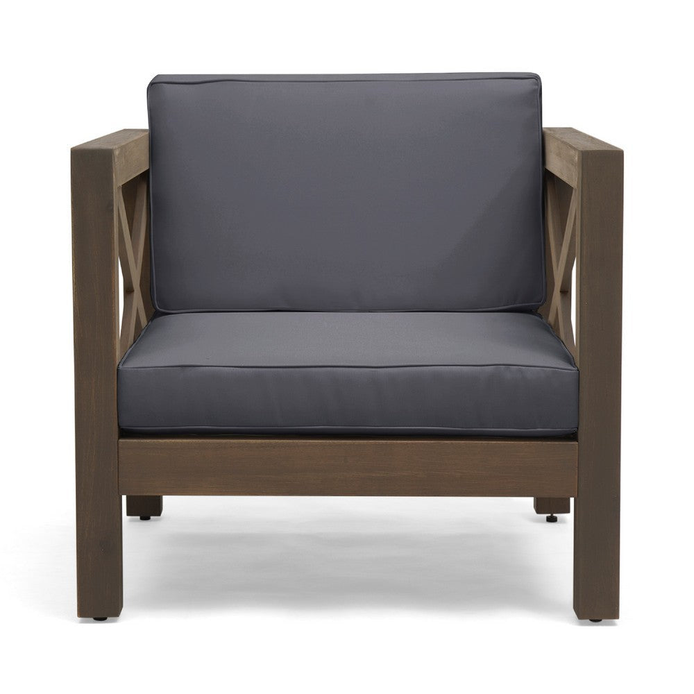 Juna Outdoor Club Chair | Charcoal Gray Water-Resistant Fabric | Wood