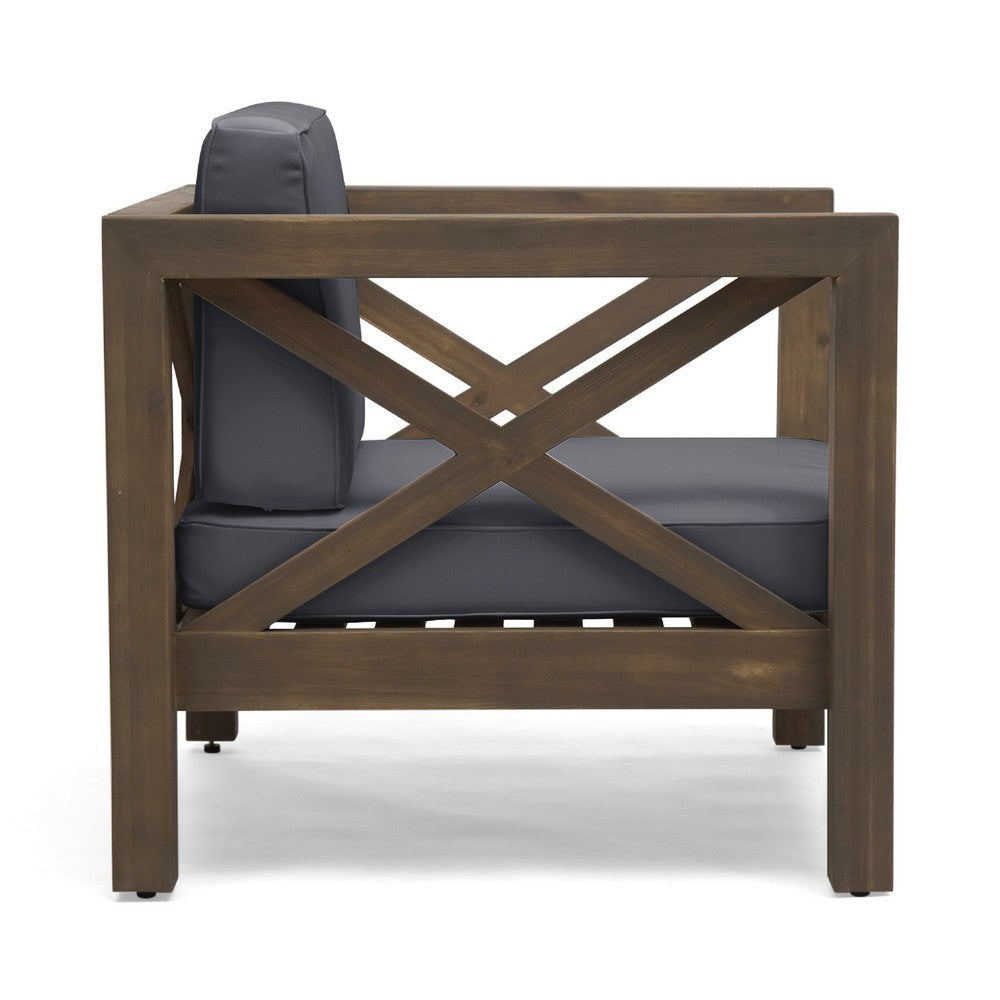 Juna Outdoor Club Chair | Charcoal Gray Water-Resistant Fabric | Wood