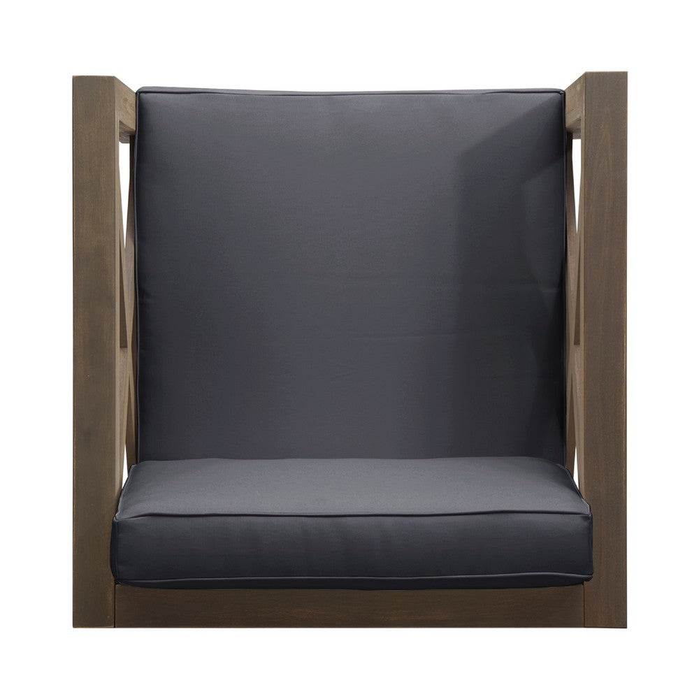 Juna Outdoor Club Chair | Charcoal Gray Water-Resistant Fabric | Wood