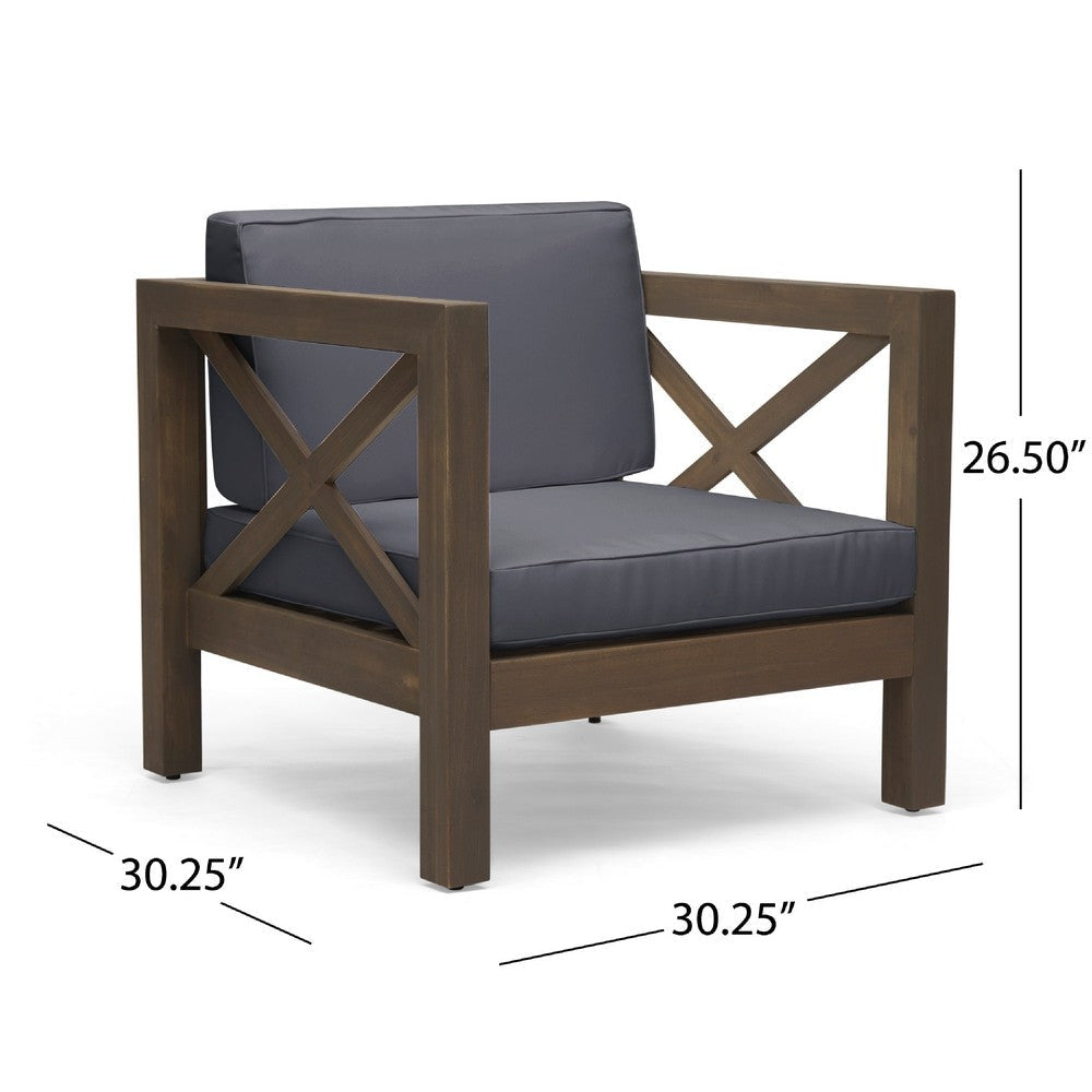Juna Outdoor Club Chair | Charcoal Gray Water-Resistant Fabric | Wood