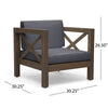 Juna Outdoor Club Chair | Charcoal Gray Water-Resistant Fabric | Wood