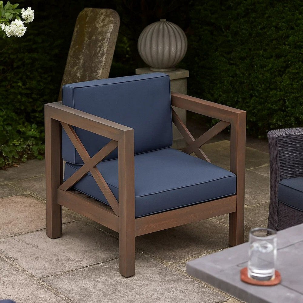 Juna Outdoor Club Chair | Charcoal Gray Water-Resistant Fabric | Wood