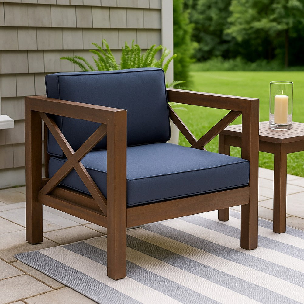 Juna Outdoor Club Chair | Charcoal Gray Water-Resistant Fabric | Wood