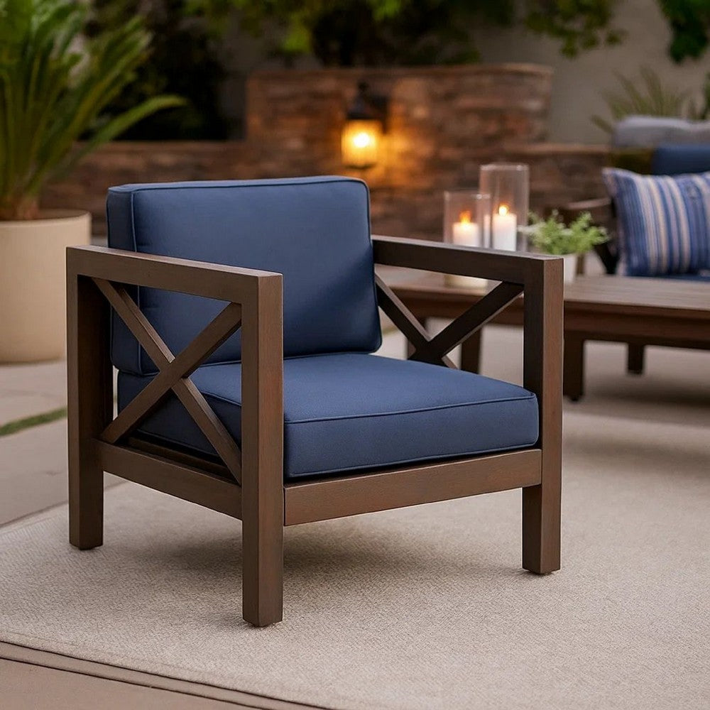 Juna Outdoor Club Chair | Charcoal Gray Water-Resistant Fabric | Wood