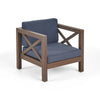 Juna Outdoor Club Chair | Charcoal Gray Water-Resistant Fabric | Wood