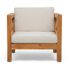 Juna Outdoor Club Chair | Beige Water-Resistant | Teak Brown Wood