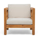 Juna Outdoor Club Chair | Beige Water-Resistant | Teak Brown Wood