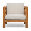 Juna Outdoor Club Chair | Beige Water-Resistant | Teak Brown Wood