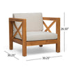 Juna Outdoor Club Chair | Beige Water-Resistant | Teak Brown Wood