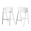 Zoy Barstool Chair Set of 2 | Ivory Faux Leather | Chrome Metal Frame