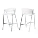 Zoy Barstool Chair Set of 2 | Ivory Faux Leather | Chrome Metal Frame