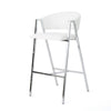 Zoy Barstool Chair Set of 2 | Ivory Faux Leather | Chrome Metal Frame BM335647
