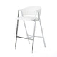 Zoy Barstool Chair Set of 2 | Ivory Faux Leather | Chrome Metal Frame BM335647