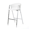 Zoy Barstool Chair Set of 2 | Ivory Faux Leather | Chrome Metal Frame