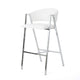 Zoy Barstool Chair Set of 2 | Ivory Faux Leather | Chrome Metal Frame