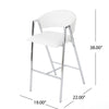 Zoy Barstool Chair Set of 2 | Ivory Faux Leather | Chrome Metal Frame BM335647