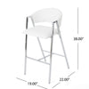 Zoy Barstool Chair Set of 2 | Ivory Faux Leather | Chrome Metal Frame