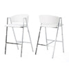 Zoy Barstool Chair Set of 2 | Ivory Faux Leather | Chrome Metal Frame