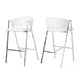 Zoy Barstool Chair Set of 2 | Ivory Faux Leather | Chrome Metal Frame
