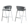 Zoy Barstool Chair Set of 2 | Gray Faux Leather Padded | Chrome Iron BM335648