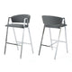 Zoy Barstool Chair Set of 2 | Gray Faux Leather Padded | Chrome Iron BM335648