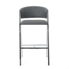 Zoy Barstool Chair Set of 2 | Gray Faux Leather Padded | Chrome Iron