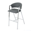 Zoy Barstool Chair Set of 2 | Gray Faux Leather Padded | Chrome Iron BM335648
