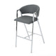 Zoy Barstool Chair Set of 2 | Gray Faux Leather Padded | Chrome Iron BM335648