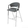 Zoy Barstool Chair Set of 2 | Gray Faux Leather Padded | Chrome Iron