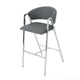 Zoy Barstool Chair Set of 2 | Gray Faux Leather Padded | Chrome Iron