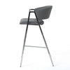 Zoy Barstool Chair Set of 2 | Gray Faux Leather Padded | Chrome Iron