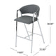 Zoy Barstool Chair Set of 2 | Gray Faux Leather Padded | Chrome Iron BM335648