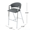 Zoy Barstool Chair Set of 2 | Gray Faux Leather Padded | Chrome Iron