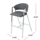 Zoy Barstool Chair Set of 2 | Gray Faux Leather Padded | Chrome Iron