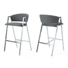 Zoy Barstool Chair Set of 2 | Gray Faux Leather Padded | Chrome Iron