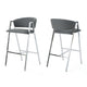 Zoy Barstool Chair Set of 2 | Gray Faux Leather Padded | Chrome Iron