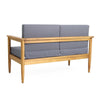 Gavie Outdoor Loveseat | Teak Brown Acacia Wood | Gray Fabric 53"