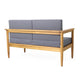 Gavie Outdoor Loveseat | Teak Brown Acacia Wood | Gray Fabric 53"
