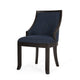 Dining Chair Set of 2 | Navy Blue Fabric Cushioned | Brown Solid Wood BM335650