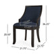 Dining Chair Set of 2 | Navy Blue Fabric Cushioned | Brown Solid Wood