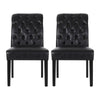 Mein Dining Chair Set of 2 | Rolltop Tufted Black Faux Leather | Wood