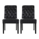 Mein Dining Chair Set of 2 | Rolltop Tufted Black Faux Leather | Wood