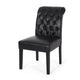 Mein Dining Chair Set of 2 | Rolltop Tufted Black Faux Leather | Wood