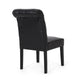 Mein Dining Chair Set of 2 | Rolltop Tufted Black Faux Leather | Wood
