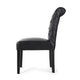 Mein Dining Chair Set of 2 | Rolltop Tufted Black Faux Leather | Wood BM335655